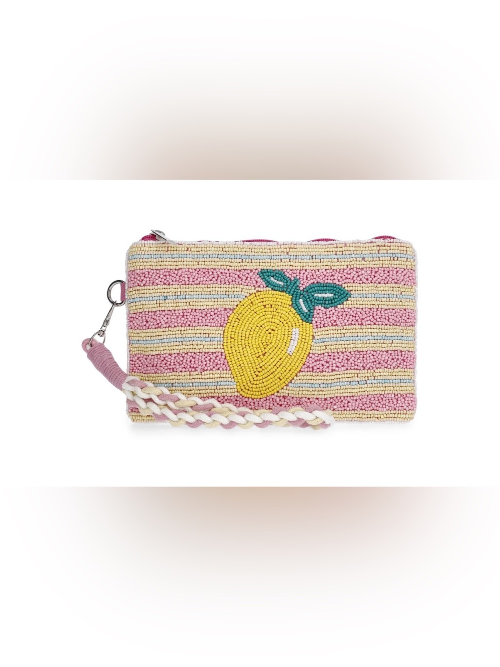 Hand Beaded Lemon Wristlet Pink & Yellow India Viral
